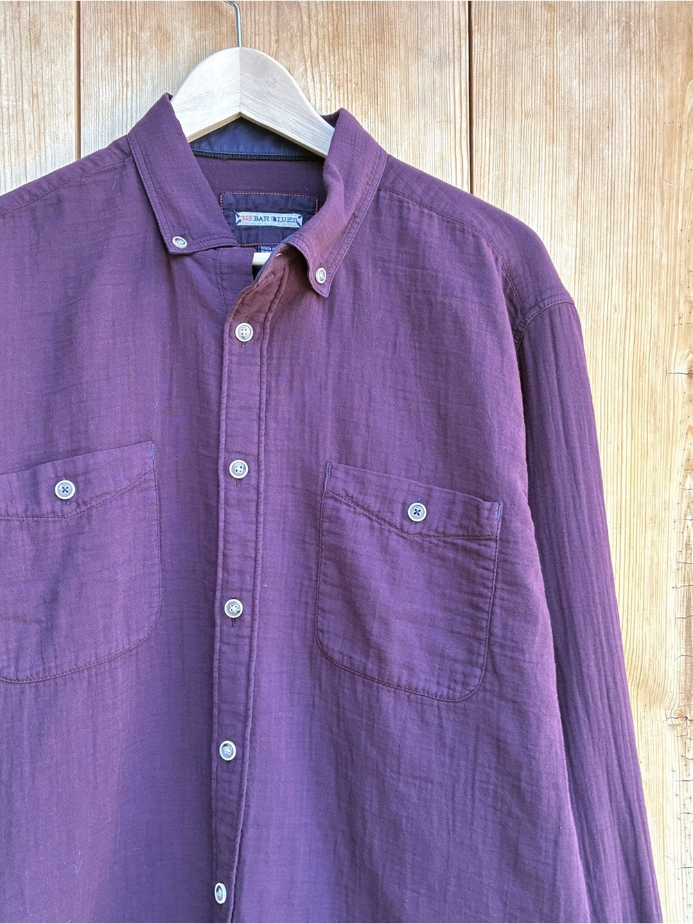 32 Bar Blues Men’s EUC Berry Pickin’ Purple Shirt Sz Large - Picture 3 of 6